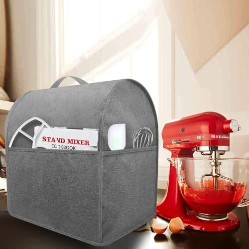 HOHUO Stand Mixer Dust-proof Cover for KitchenAid Mixer，Multi Pockets for Various Kitchen Appliance Accessories，Water-resistant，Easy Cleaning (Grey(New style), Fit for Bowl Lift 5-8 Quart) - Image 3