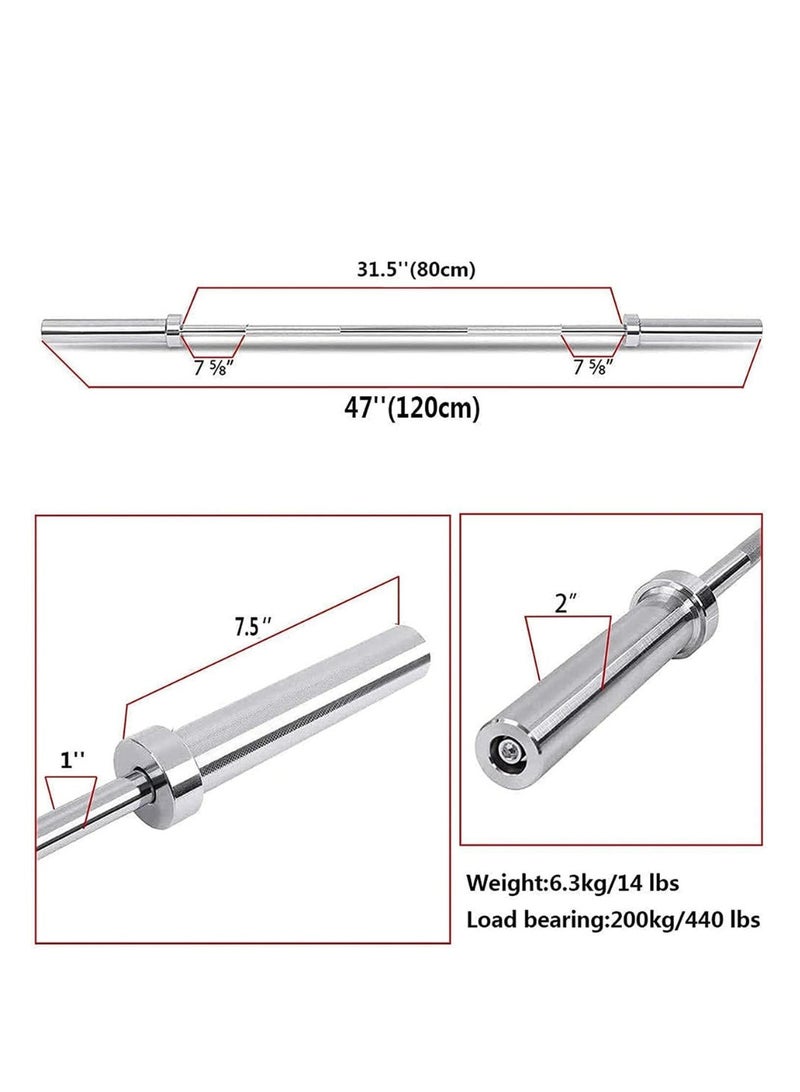 Spall Weight Lifting Barbell Bar 2 Inch With Spring Lock Collars Chrome, Anti-Slip Hand Grip, Solid Steel, Gym Equipment Bodybuilding Workout Fitness Training Heavy Duty Exercise - Image 4