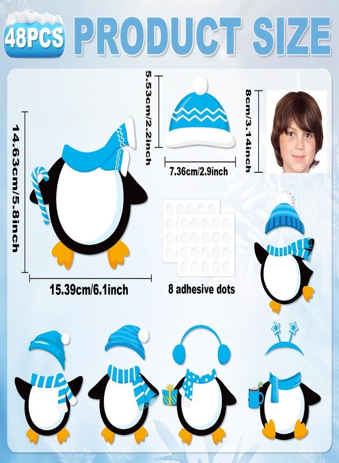 Lonfliness 48 Set Winter Penguin Cutout Winter Bulletin Board Decoration Penguin Paper Cut Outs Christmas Classroom Decor for DIY Craft Photo Kindergarten School Home Wall Winter Holiday Party Supply - Image 2