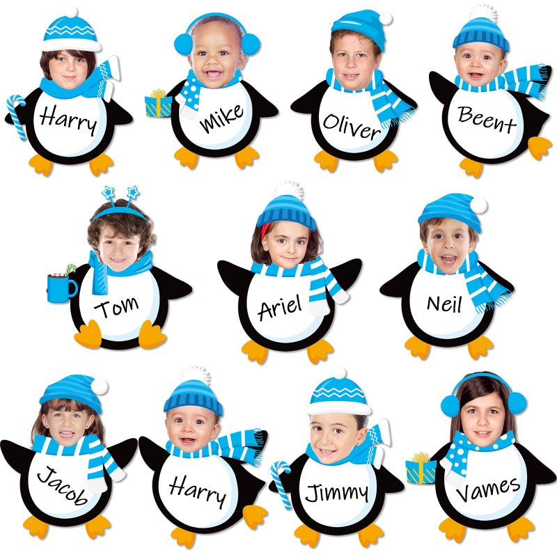 Lonfliness 48 Set Winter Penguin Cutout Winter Bulletin Board Decoration Penguin Paper Cut Outs Christmas Classroom Decor for DIY Craft Photo Kindergarten School Home Wall Winter Holiday Party Supply - Image 1