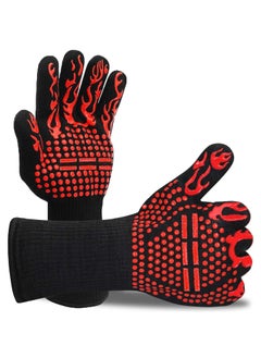 DubaiGallery BBQ Cooking Gloves 1472°F Heat Resistant Glove, Protective Non-Slip Oven Mitt Extreme Heat Resistant Grilling Glove for Barbecue, Cooking, Baking, Welding, Cutting, 1 Pair (Red torch)  - Image 1