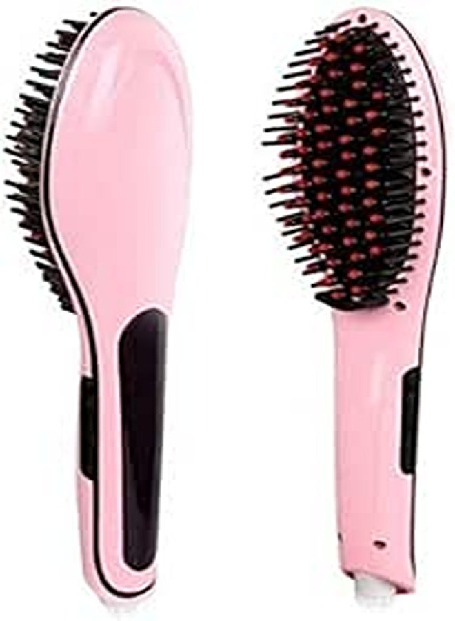 Beauty Star Comb Hair Straightener With LCD Display - Pink