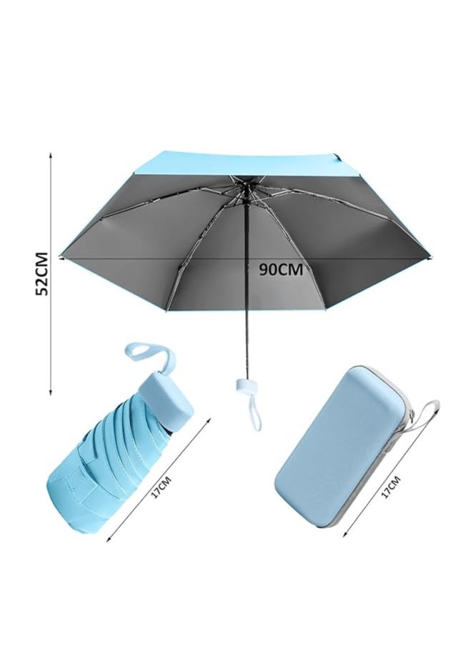 Generic - NETTING 1 Piece Mini Umbrella With 1 Piece Storage Box, Compact Umbrella, Travel Umbrella, Windproof Umbrella, Folding Umbrella, Anti-Uv Umbrella, Portable Umbrella, Sky Blue - Image 1