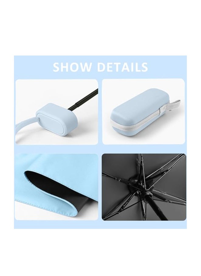 Generic - NETTING 1 Piece Mini Umbrella With 1 Piece Storage Box, Compact Umbrella, Travel Umbrella, Windproof Umbrella, Folding Umbrella, Anti-Uv Umbrella, Portable Umbrella, Sky Blue - Image 1