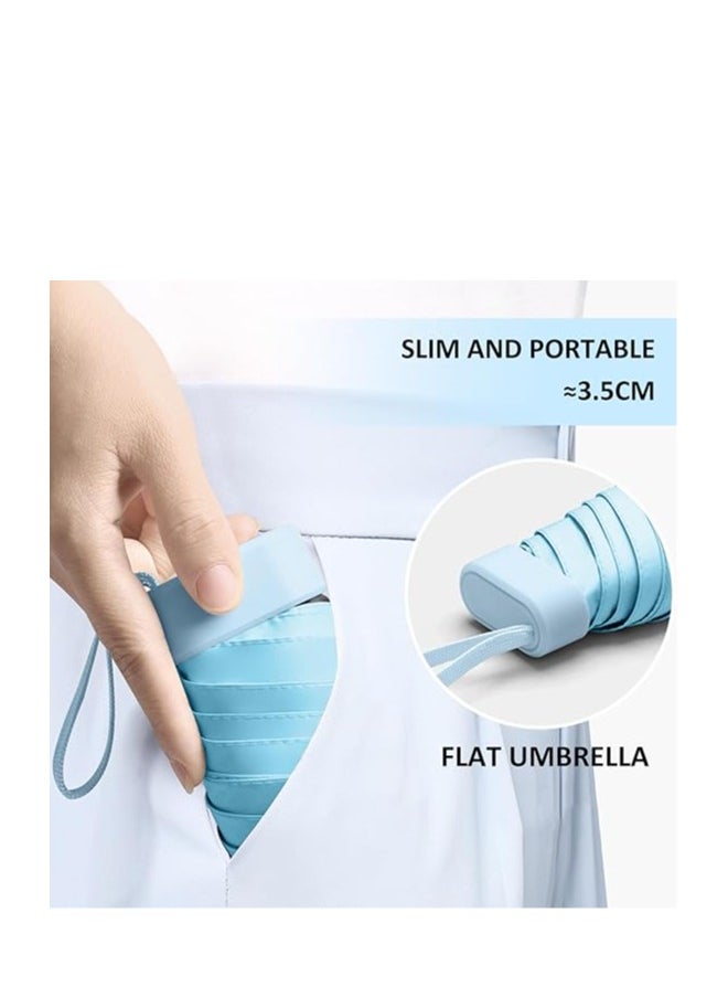 Generic - NETTING 1 Piece Mini Umbrella With 1 Piece Storage Box, Compact Umbrella, Travel Umbrella, Windproof Umbrella, Folding Umbrella, Anti-Uv Umbrella, Portable Umbrella, Sky Blue - Image 1