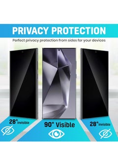 Glass 2 Pack Privacy Screen Protector,Support Fingerprint Unlock Screen Protector for Samsung Galaxy S25 Ultra,High hardness Tempered Glass Film,Anti-Scratch Case Friendly  - Image 3