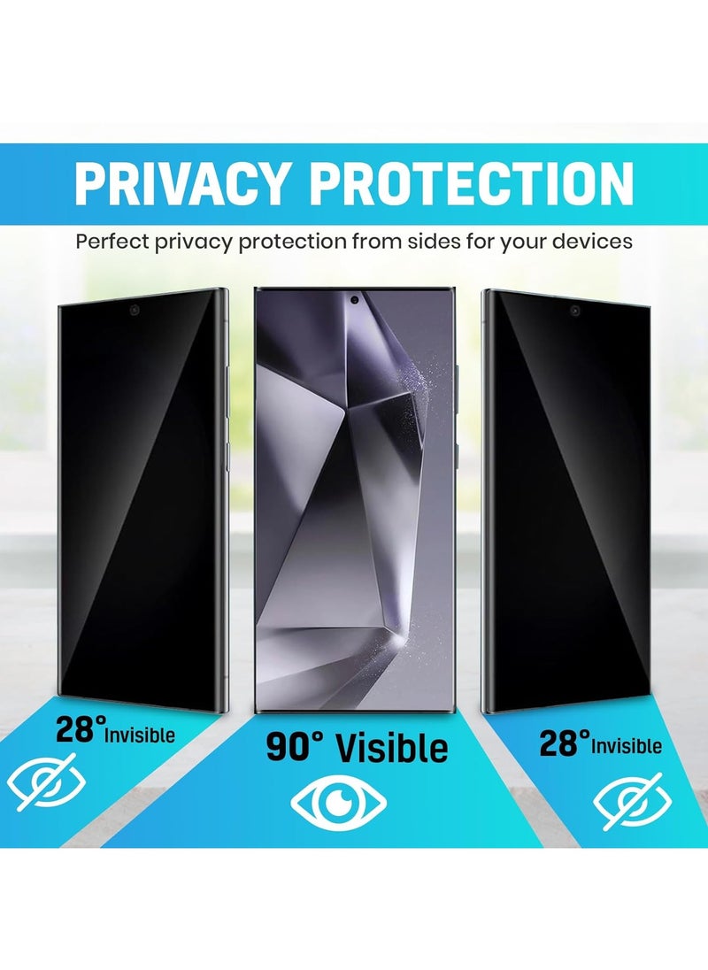 Glass 2 Pack Privacy Screen Protector,Support Fingerprint Unlock Screen Protector for Samsung Galaxy S25 Ultra,High hardness Tempered Glass Film,Anti-Scratch Case Friendly  - Image 3