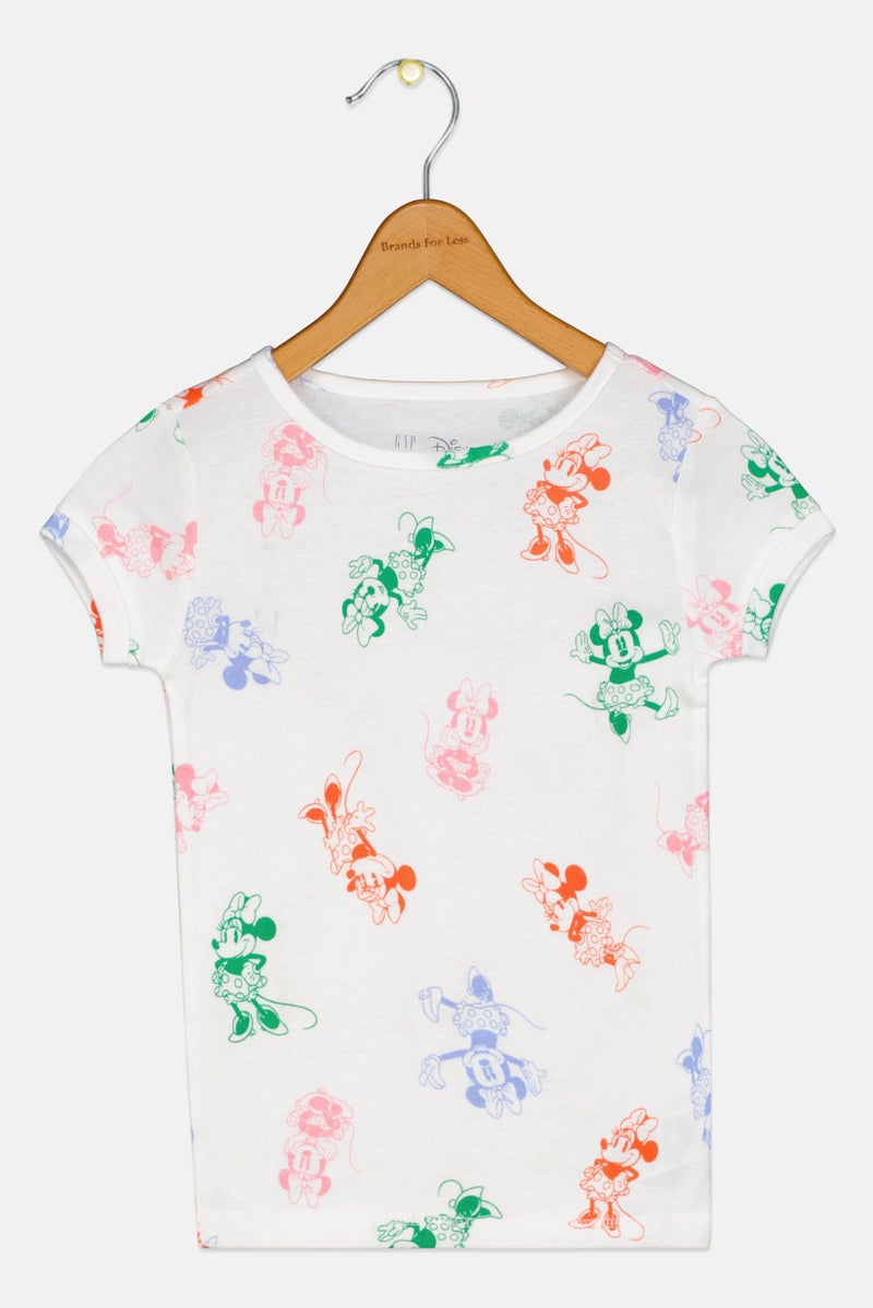 Gap x Disney Kids Girl Graphic Print Short Sleeve T-Shirt, White - Image 2