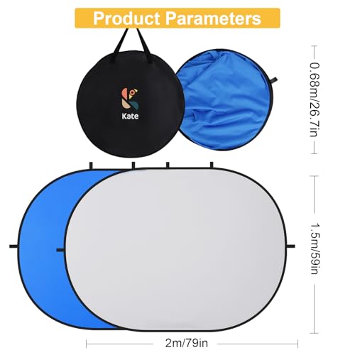 Kate Collapsible Pop-Up Backdrop for Self-Tape Auditions, Professional Headshots, Video Conferencing & Live Streaming - Portable Photography Background (5'x6.5' / 1.5x2m, Blue/Gray) - Image 3