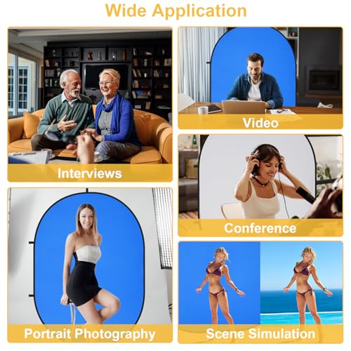 Kate Collapsible Pop-Up Backdrop for Self-Tape Auditions, Professional Headshots, Video Conferencing & Live Streaming - Portable Photography Background (5'x6.5' / 1.5x2m, Blue/Gray) - Image 5