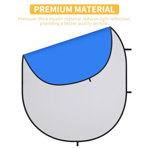 Kate Collapsible Pop-Up Backdrop for Self-Tape Auditions, Professional Headshots, Video Conferencing & Live Streaming - Portable Photography Background (5'x6.5' / 1.5x2m, Blue/Gray) - Image 2