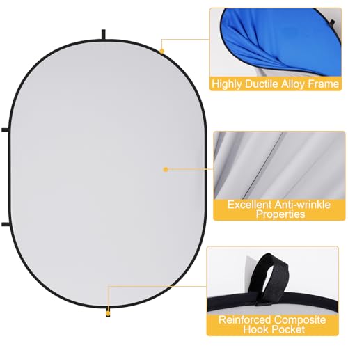 Kate Collapsible Pop-Up Backdrop for Self-Tape Auditions, Professional Headshots, Video Conferencing & Live Streaming - Portable Photography Background (5'x6.5' / 1.5x2m, Blue/Gray) - Image 4