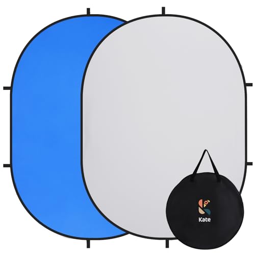 Kate Collapsible Pop-Up Backdrop for Self-Tape Auditions, Professional Headshots, Video Conferencing & Live Streaming - Portable Photography Background (5'x6.5' / 1.5x2m, Blue/Gray) - Image 1