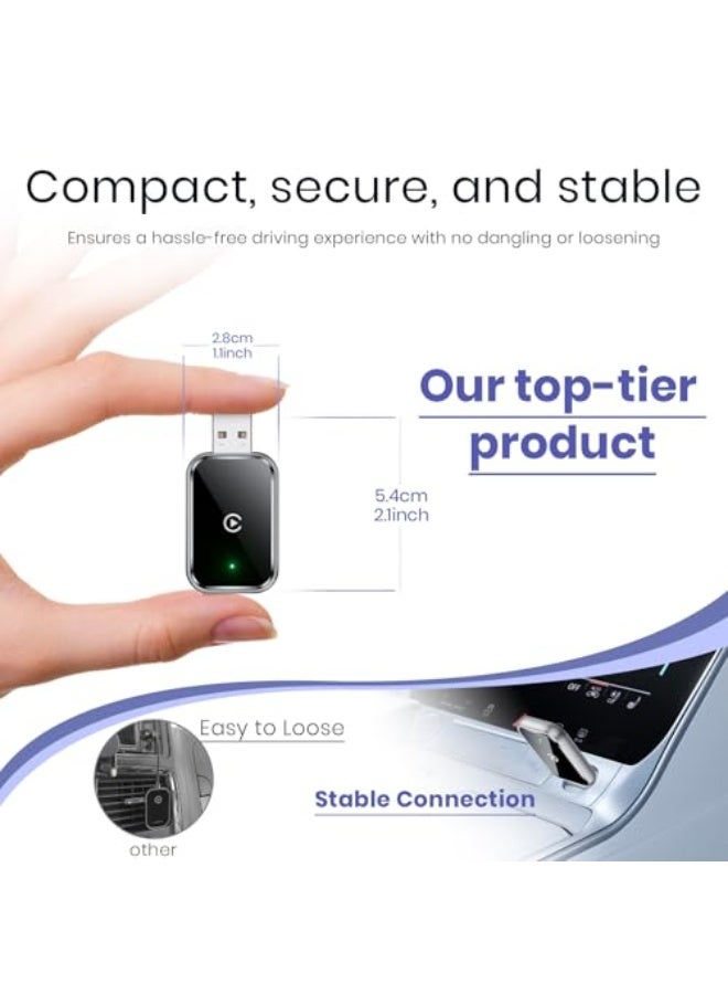 Wireless CarPlay Adapter for iPhone, Convert Wired to Wireless Apple CarPlay Adapter, Mini Size with Extension Cable USB  USB-C/Type-C, Stable Control  No Delay, Black - Image 2