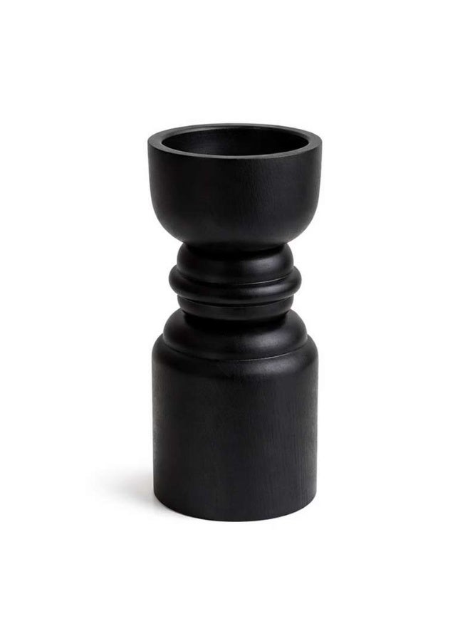 Pan Home Black Wood Pillar Candle Holder for Home Decor - Image 4