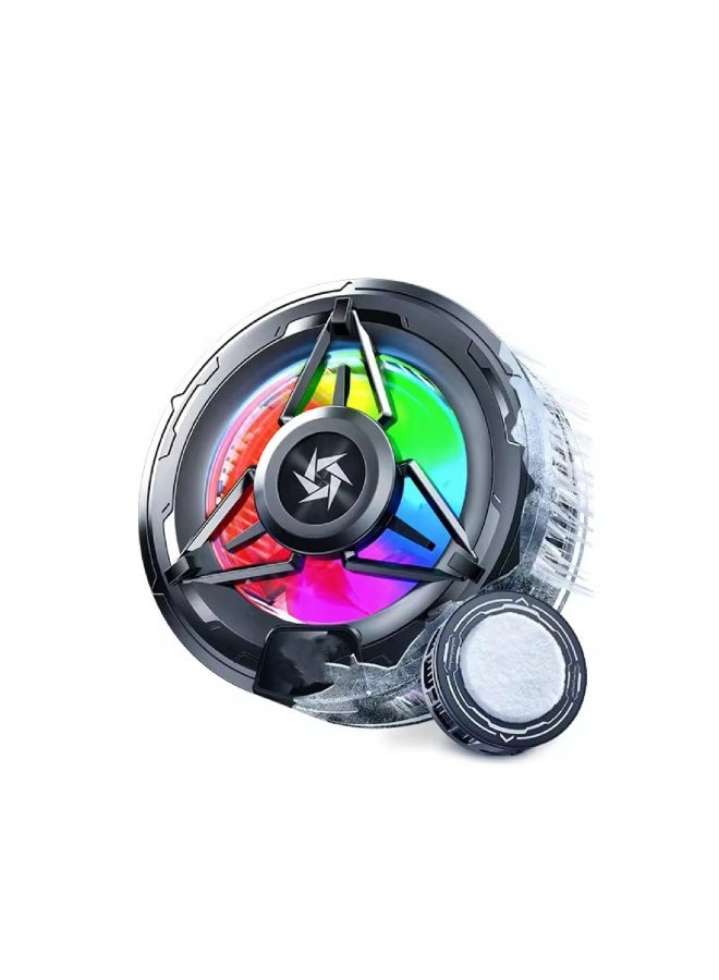 Magnetic Mobile Phone Cooler Iced Cooling Fan Ipad Semiconductor Radiator for Gaming Digital Display Temperature Portable Lightweight With RGB Light Powerful Quiet Silent Cooling Black  - Image 3