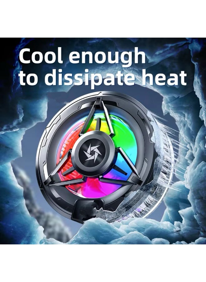 Magnetic Mobile Phone Cooler Iced Cooling Fan Ipad Semiconductor Radiator for Gaming Digital Display Temperature Portable Lightweight With RGB Light Powerful Quiet Silent Cooling Black  - Image 5