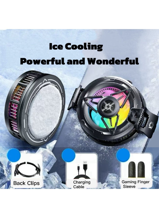Magnetic Mobile Phone Cooler Iced Cooling Fan Ipad Semiconductor Radiator for Gaming Digital Display Temperature Portable Lightweight With RGB Light Powerful Quiet Silent Cooling Black  - Image 2