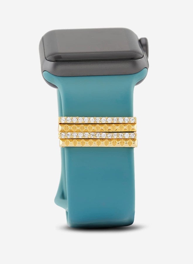 MINUTIAE Decorative Ring Loops Jewellery Accessories Compatible with Smart Watch Silicone Band Strap - Rose Gold (Set of 4) | Charm Solitaire Crystals Cubic Zirconia Sparkling Diamond - Image 4