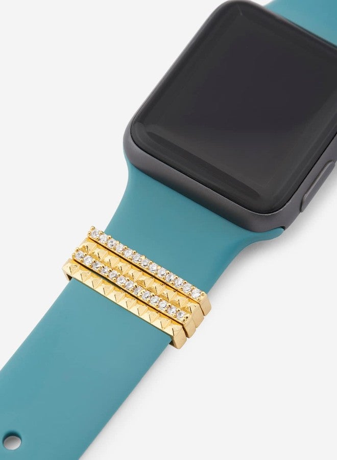 MINUTIAE Decorative Ring Loops Jewellery Accessories Compatible with Smart Watch Silicone Band Strap - Rose Gold (Set of 4) | Charm Solitaire Crystals Cubic Zirconia Sparkling Diamond - Image 2