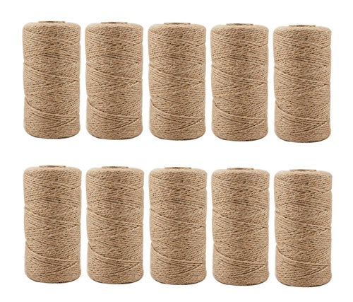 IlikeEC Jute Twine 3280 Feet 2mm 3Ply Arts Crafts Jute Rope Durable Packing String for Gardening Applications(10pcs x 328feet) - Image 1