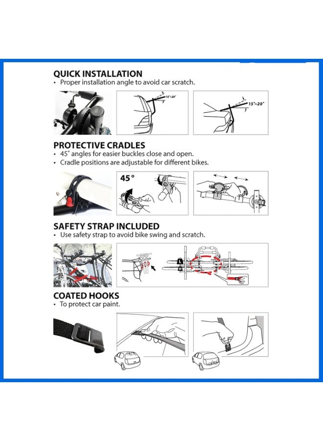 TORONTO Deluxe Trunk Mounted Bike Rack – Rear Car Bicycle Carrier for Sedan, Hatchback, SUV & Minivan – Easy Install, Foldable, Heavy-Duty - Image 5