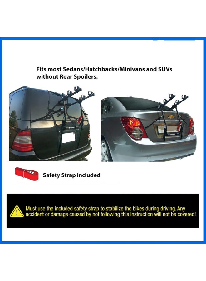 TORONTO Deluxe Trunk Mounted Bike Rack – Rear Car Bicycle Carrier for Sedan, Hatchback, SUV & Minivan – Easy Install, Foldable, Heavy-Duty - Image 3