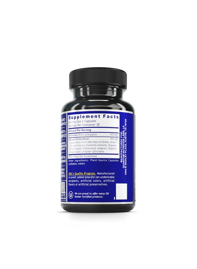 Quantum Nutrition QNL Quantum Stomach Support - Digestive Enzymes for Women & Men - Organic Digestion Supplement - Vegan Bromelain Nutritional Supplement - 60 Plant-Source Caps - Image 2