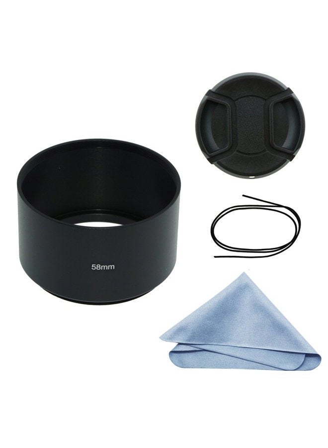 SIOTI 58mm Lens Hood, Matte Treatment Inside, Aluminum Material, Compatible with All Camera Lens S/C/N/F/O/P etc.(58mm) - Image 1