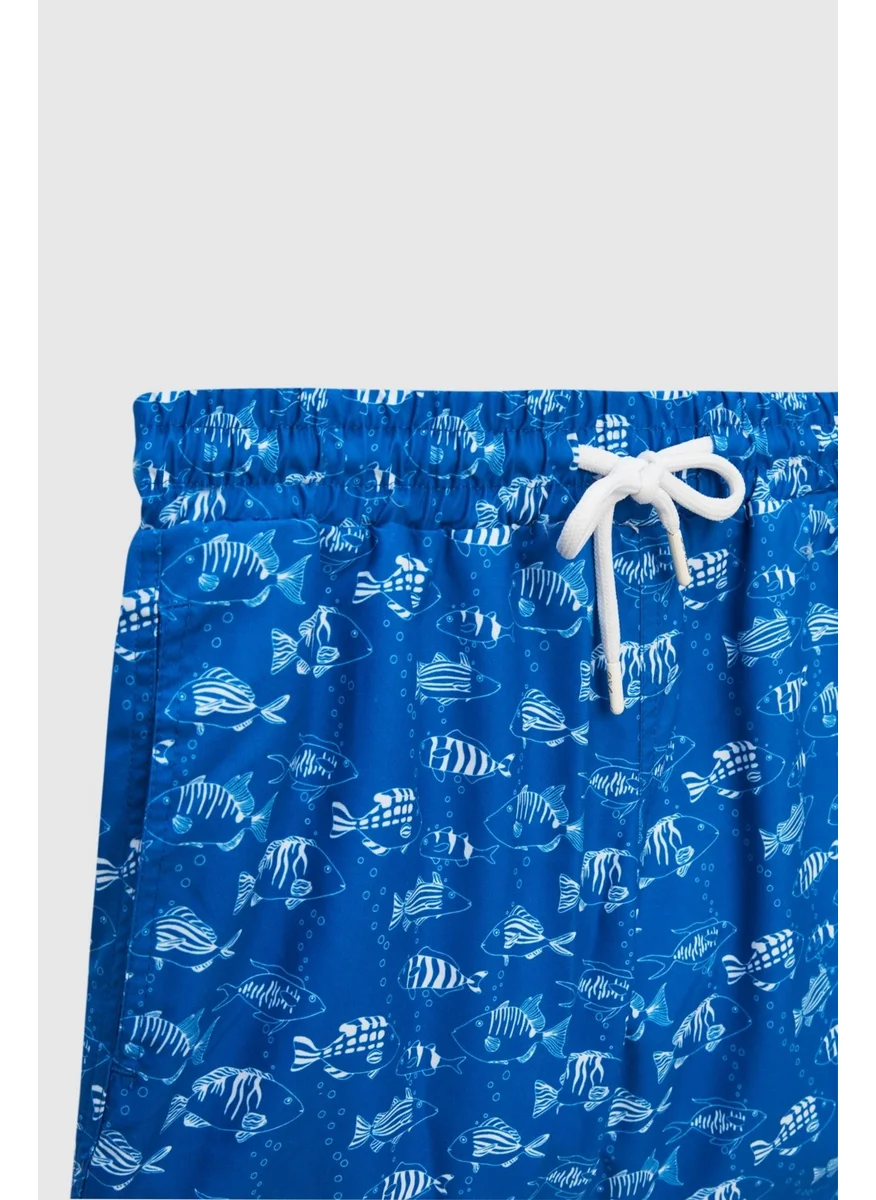 دي أس دامات Regular Fit Blue Printed Shorts Swimsuit 2HC62AP306130