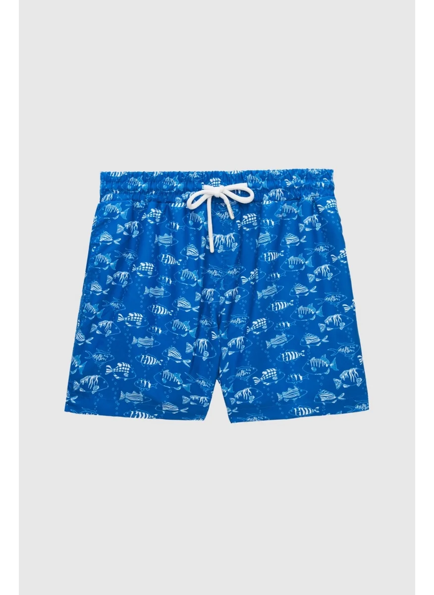دي أس دامات Regular Fit Blue Printed Shorts Swimsuit 2HC62AP306130