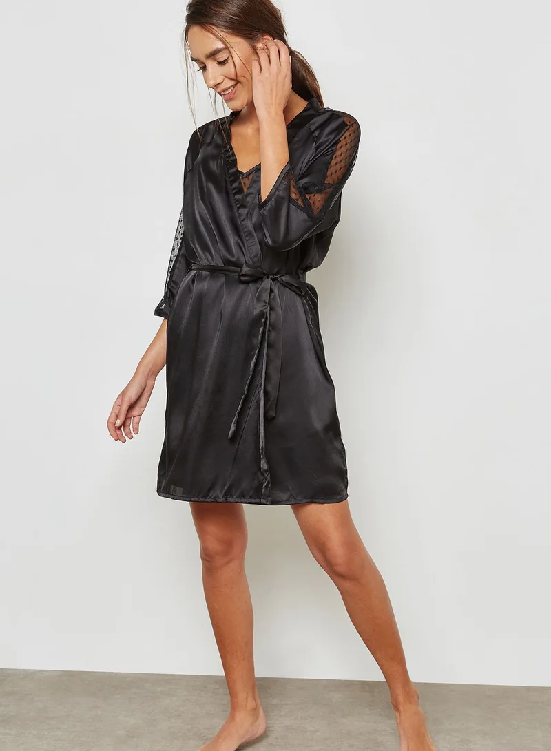 DOROTHY PERKINS Lace Sleeve Belted Gown