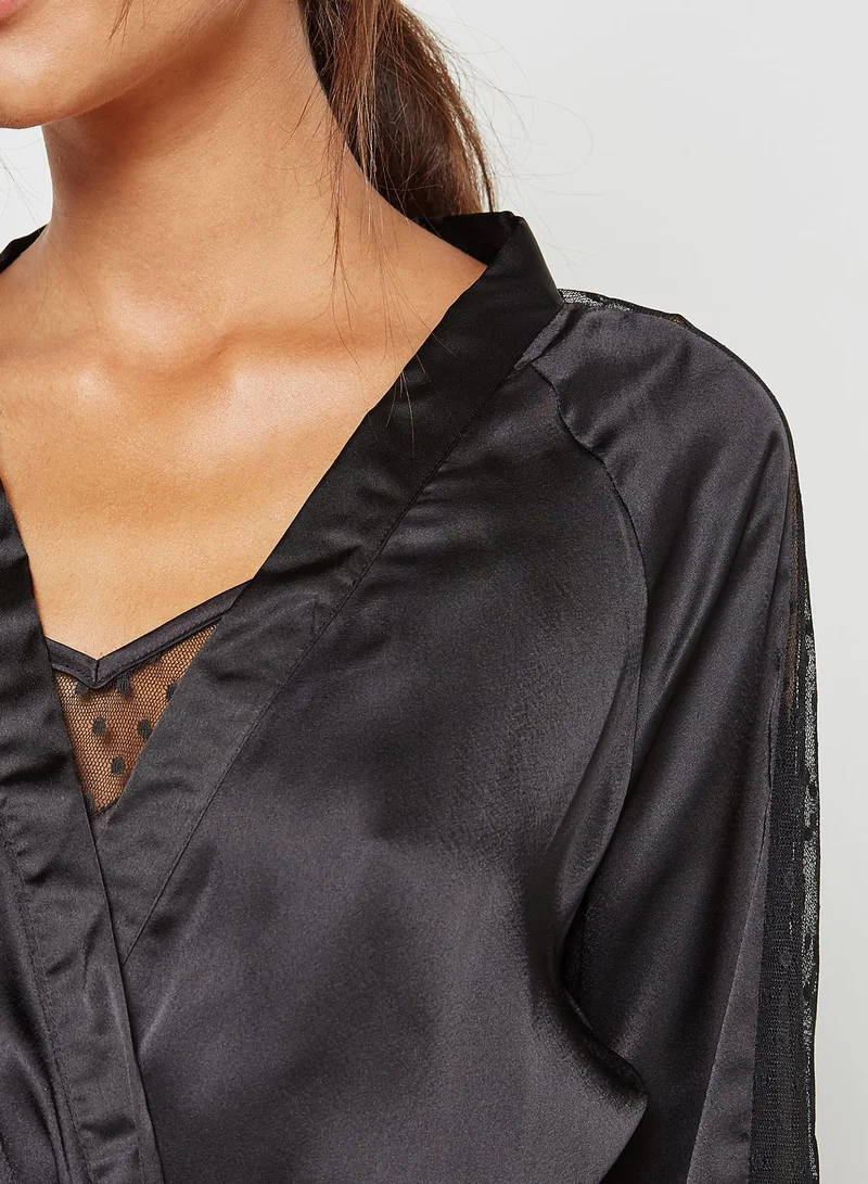 DOROTHY PERKINS Lace Sleeve Belted Gown