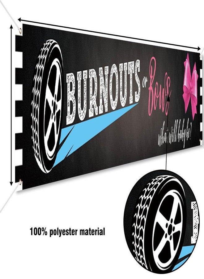 DOTOOMA 118 x 20 Inches Burnouts Or Bows Gender Reveal Banner Yard Sign Decoration Pink Bowknot Or Tyre Theme Party Polyester Supplies What Will Baby Shower Indoor Outdoor - Image 5