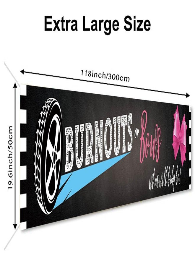 DOTOOMA 118 x 20 Inches Burnouts Or Bows Gender Reveal Banner Yard Sign Decoration Pink Bowknot Or Tyre Theme Party Polyester Supplies What Will Baby Shower Indoor Outdoor - Image 3