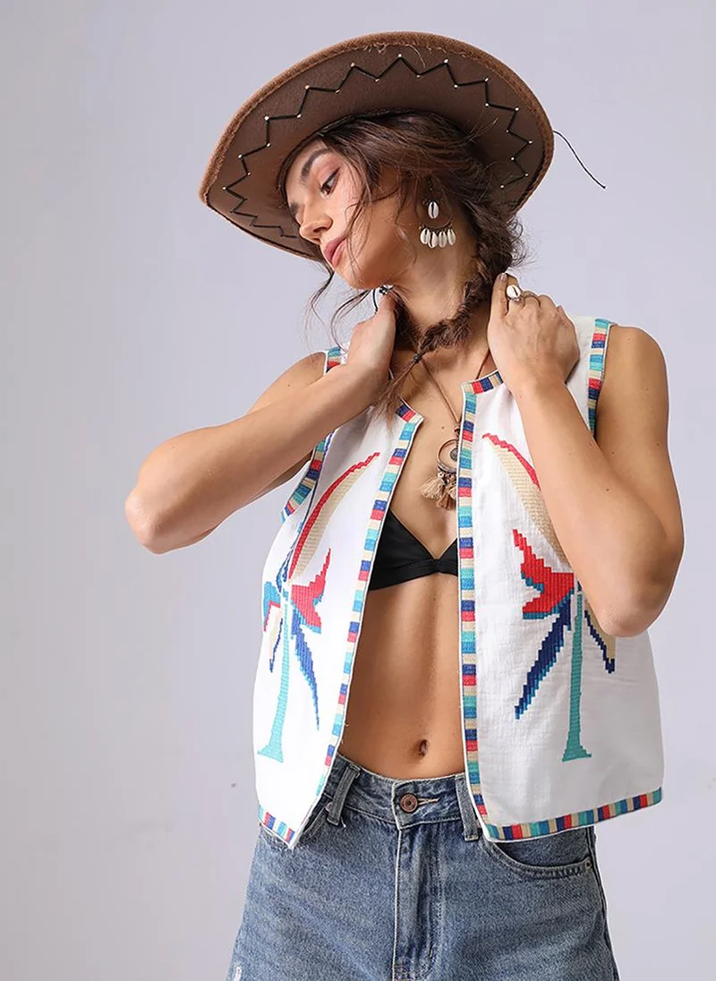 YUNIQEE White Sleeveless Open Front Jacket