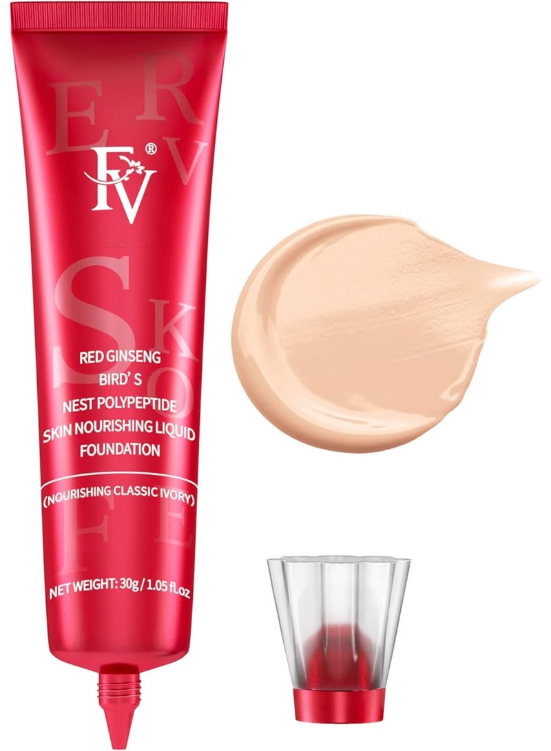 FV أساس مرطب FV ديواي تركيبة متوسطة التغطية مقاوم للماء يدوم طويلاً خفيف الوزن 30 جرام لون العاج المغذي - Image 1