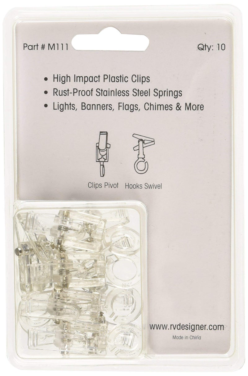 RV Designer M111, Klippy Klips Awning Clips, Light Hangars, 10 Per Pack,Clear - Image 2