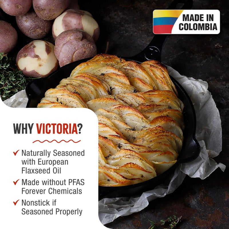 Victoria 10-Inch Cast Iron Skillet, Pre-Seasoned Cast-Iron Frying Pan with Long Handle, Made in Colombia - Image 2