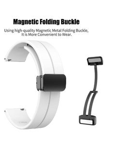 Generic 20mm Silicone Strap With Magnetic Folding Buckle For Amazfit Bip U Pro / Bip / Bip Lite / Bip S / Bip S Lite / Bip U - White  - Image 3