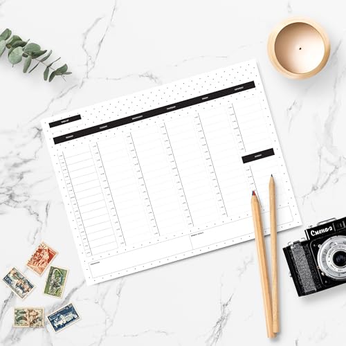 Blu Monaco Dots Weekly Notepad – Time Blocking Pad with 52 Tear-Off Sheets – Beautiful Desk Organizer with Hourly Slots, Priorities, and Goals – Perfect for Balance and Productivity - Image 2