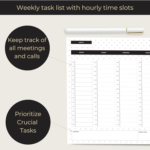Blu Monaco Dots Weekly Notepad – Time Blocking Pad with 52 Tear-Off Sheets – Beautiful Desk Organizer with Hourly Slots, Priorities, and Goals – Perfect for Balance and Productivity - Image 4