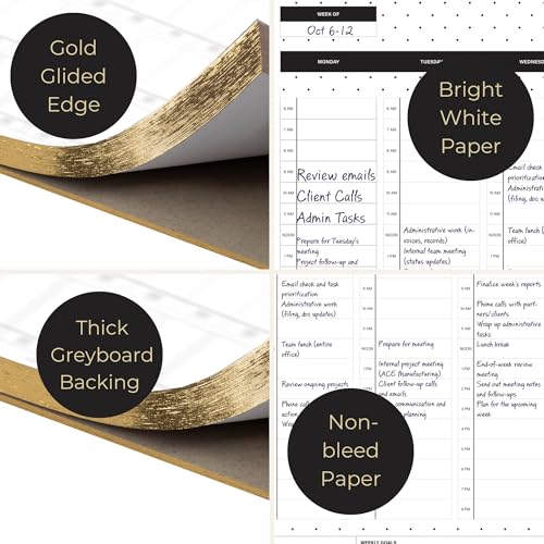 Blu Monaco Dots Weekly Notepad – Time Blocking Pad with 52 Tear-Off Sheets – Beautiful Desk Organizer with Hourly Slots, Priorities, and Goals – Perfect for Balance and Productivity - Image 5