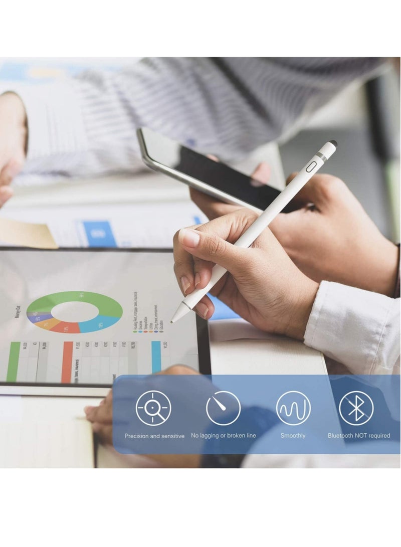 ELTRAZONE Active Stylus Pen with Palm Rejection for Precise Writing/Drawing Compatible with Apple iPad White - Image 3