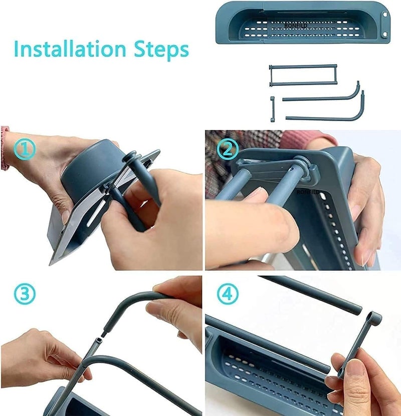 Simplyhut Drainer Sink TrayAdjustable Plastic Sink Drainer Tray with Sponge Soap Holder Expandable Kitchen Drying Basket Shelf Brush Soap Drainer Rack Space Saving Organizer RackColor May Vary - Image 4