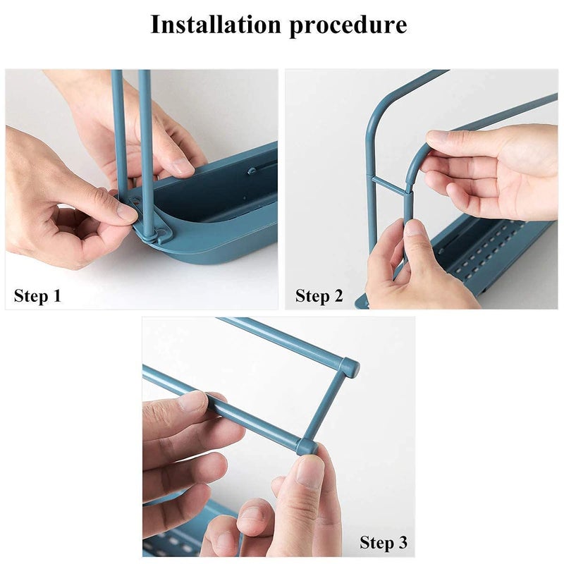 Simplyhut Drainer Sink TrayAdjustable Plastic Sink Drainer Tray with Sponge Soap Holder Expandable Kitchen Drying Basket Shelf Brush Soap Drainer Rack Space Saving Organizer RackColor May Vary - Image 5