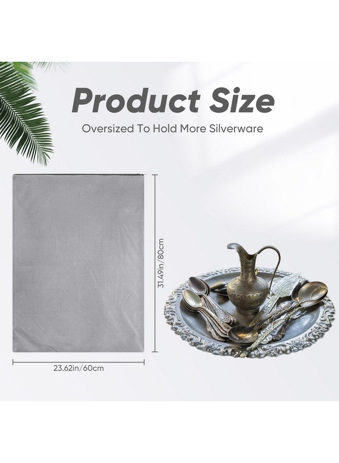 ليفيدي أكياس تخزين فضية من LEIFIDE كبيرة الحجم (24 × 30 بوصة) مزودة بسحّاب، مصنوعة من القماش المقاوم للتشوه، لتخزين الفضة، وصينية الفضة، والمجوهرات، وأدوات المائدة، ومزهرية الفضة، وقماش تلميع الفضة لتنظيف التشويه (رمادي فاتح) - Image 2