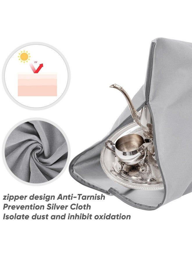 ليفيدي أكياس تخزين فضية من LEIFIDE كبيرة الحجم (24 × 30 بوصة) مزودة بسحّاب، مصنوعة من القماش المقاوم للتشوه، لتخزين الفضة، وصينية الفضة، والمجوهرات، وأدوات المائدة، ومزهرية الفضة، وقماش تلميع الفضة لتنظيف التشويه (رمادي فاتح) - Image 4