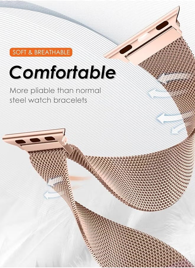 Generic - Apple Watch Milanese Band Compatible with Apple Watch Series 9/8/7/6/5/4/3 SE 38mm 40mm 41mm for Women Men Magnetic Milanese Stainless Steel Bands for iWatch - Image 1