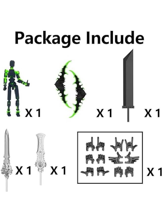 (Assembly Completed) 3D Printed Action Figure，T13 Robot Action Figure, T13 Collectible Action Figure Articulated, for Collectors Desktop Decorations ((Black Green)) - Image 3